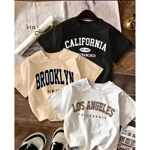 3pcsSet Casual Minimalist Retro American Style English Text Graphic Cropped Bodysuit Women Summer