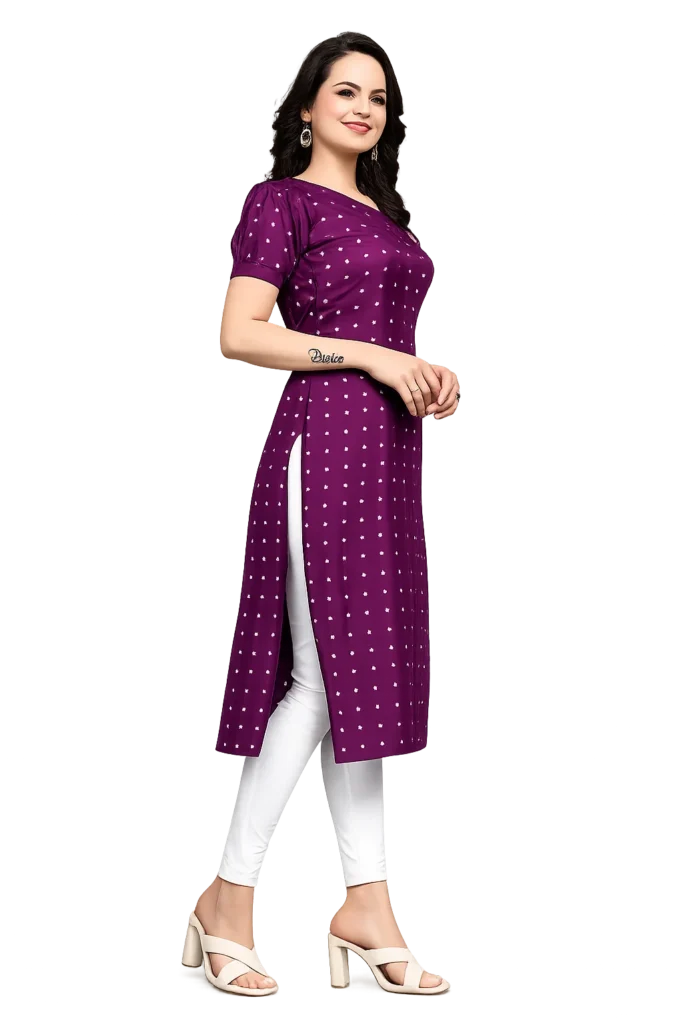 Stylish Purple Dot Print Kurti for Women 2