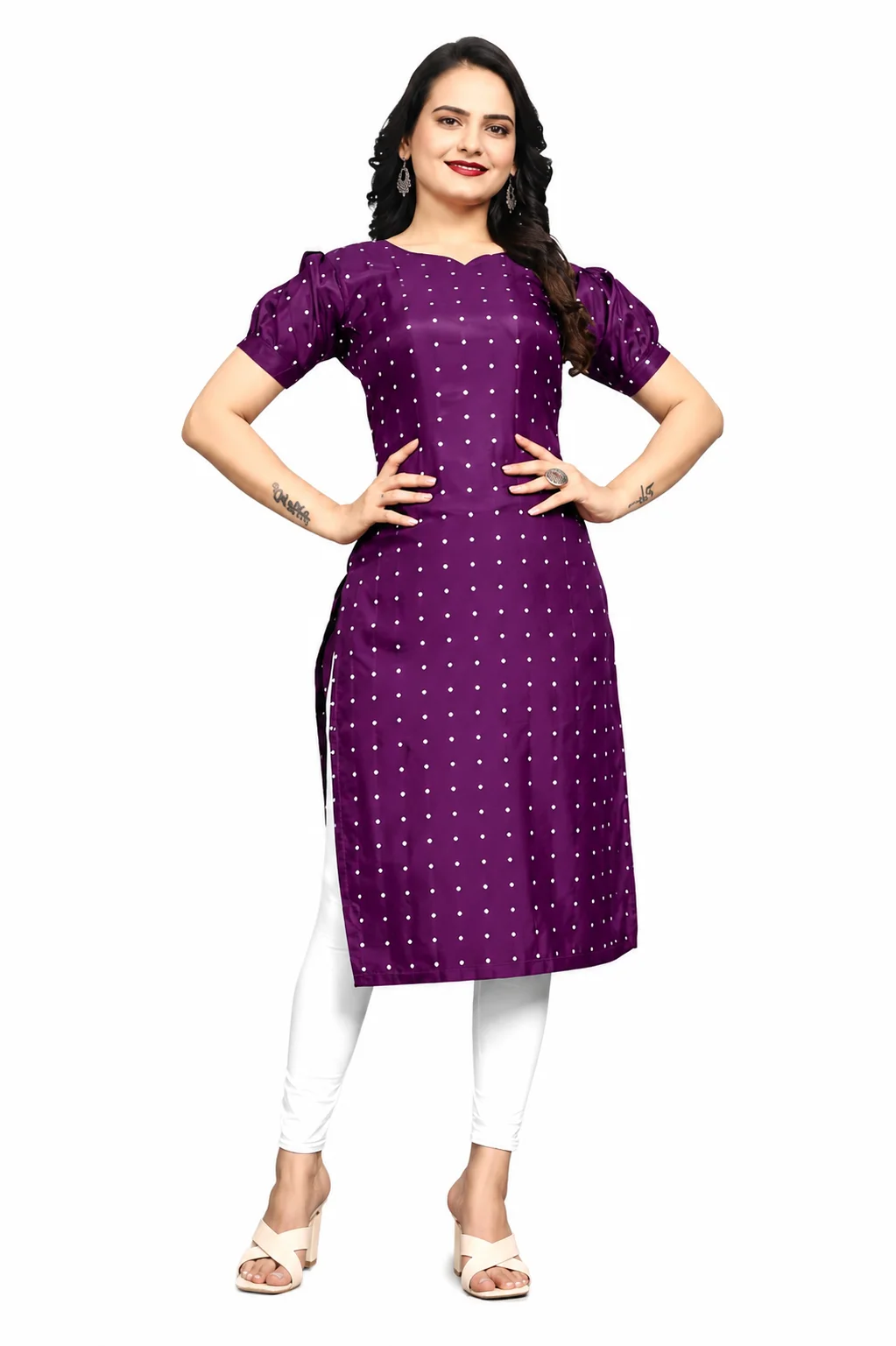 Stylish Purple Dot Print Kurti for Women Stylish Purple Dot Print Kurti for Women