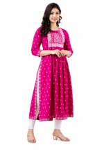 Women Printed Rayon Anarkali Kurta (2)