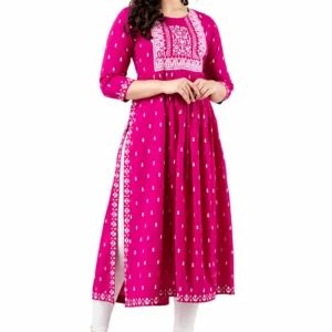Women Printed Rayon Anarkali Kurta (2)