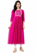 Women Printed Rayon Anarkali Kurta - Image 3