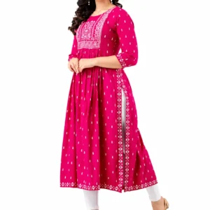 Women Printed Rayon Anarkali Kurta